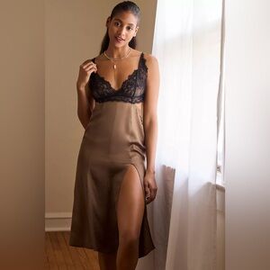 By Anthropologie Lace Top Satin Chemise size 0